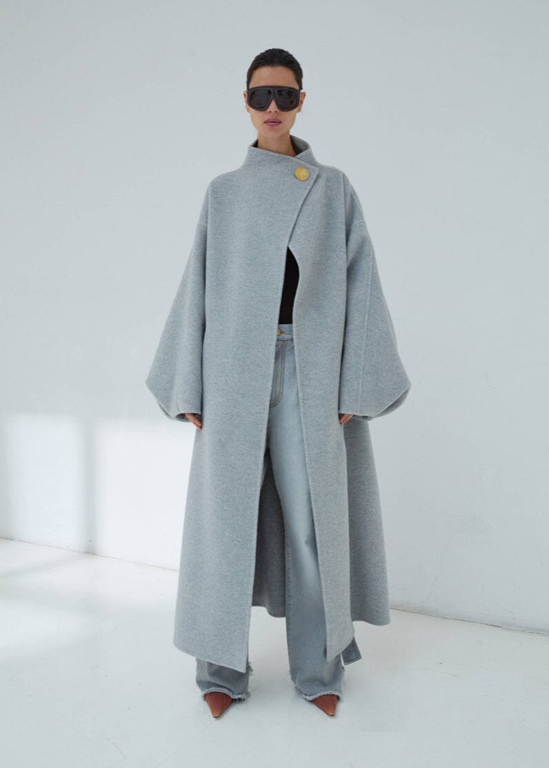 Darkpark // North Oversize Cashmere Wool Coat / Grey Melange Womens Darkpark 