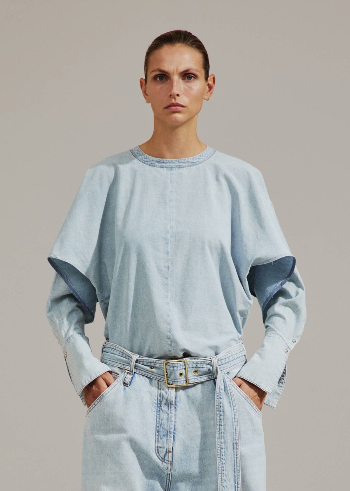 Darkpark // Paris Chambray Shirt Cuff Long Sleeve / Bleach Baby Blue Women's Darkpark 