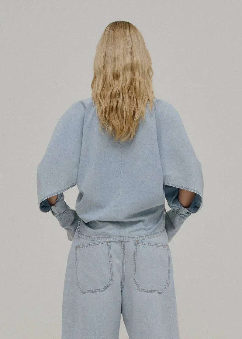 DARKPARK // Paris Chambray Shirt Cuff Long Sleeve / Bleach Baby Blue Womens Darkpark 