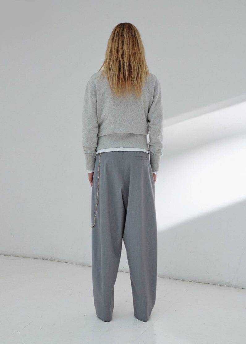 Darkpark // Phebe Chain Adorned Wide Leg Wool Pant / Light Grey Womens Darkpark 