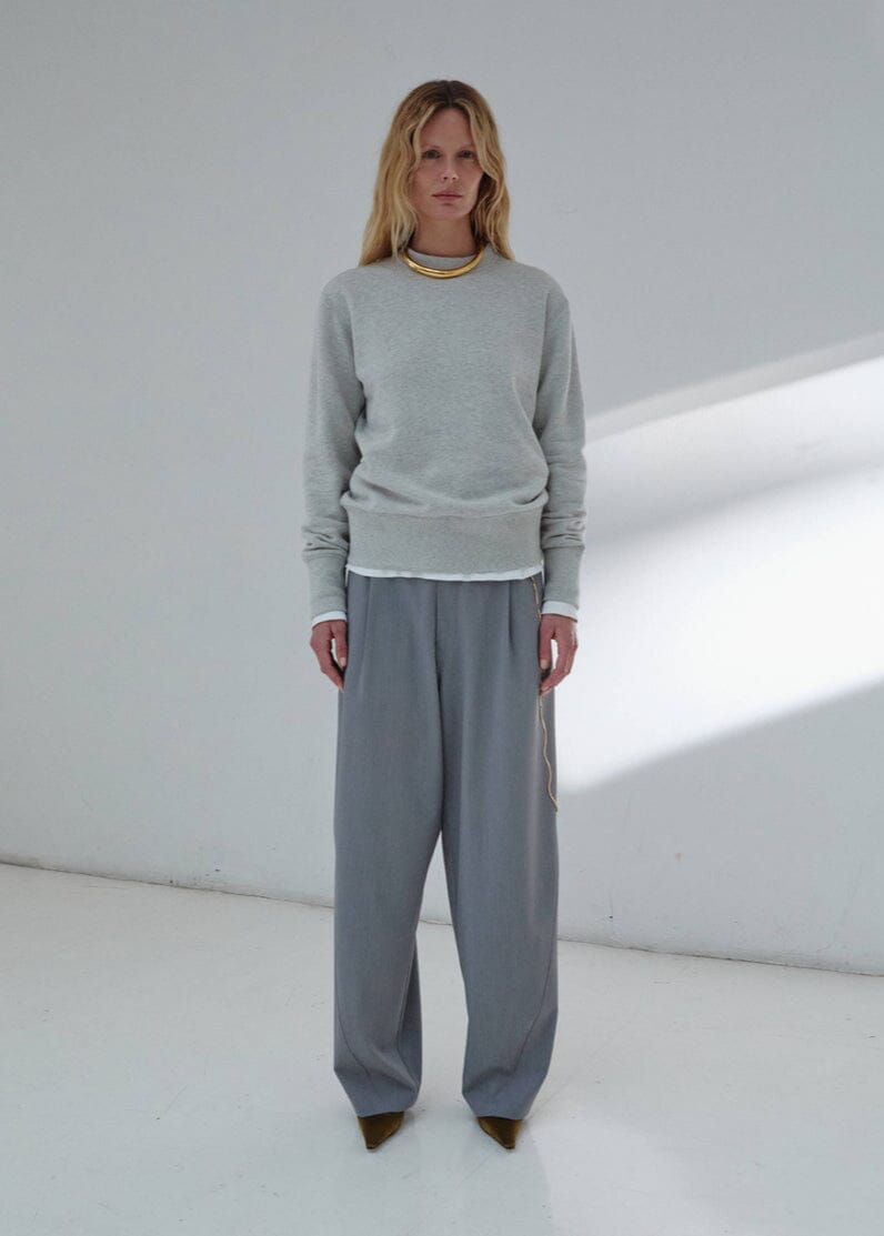 Darkpark // Phebe Chain Adorned Wide Leg Wool Pant / Light Grey Womens Darkpark 