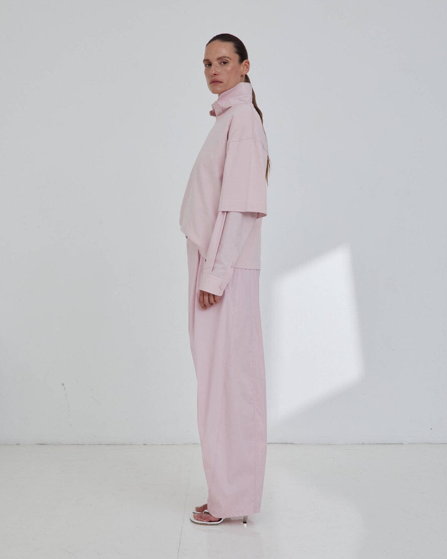DARKPARK // Phebe Light Cotton Popeline Wide Leg Pants / Pink Womens Darkpark 