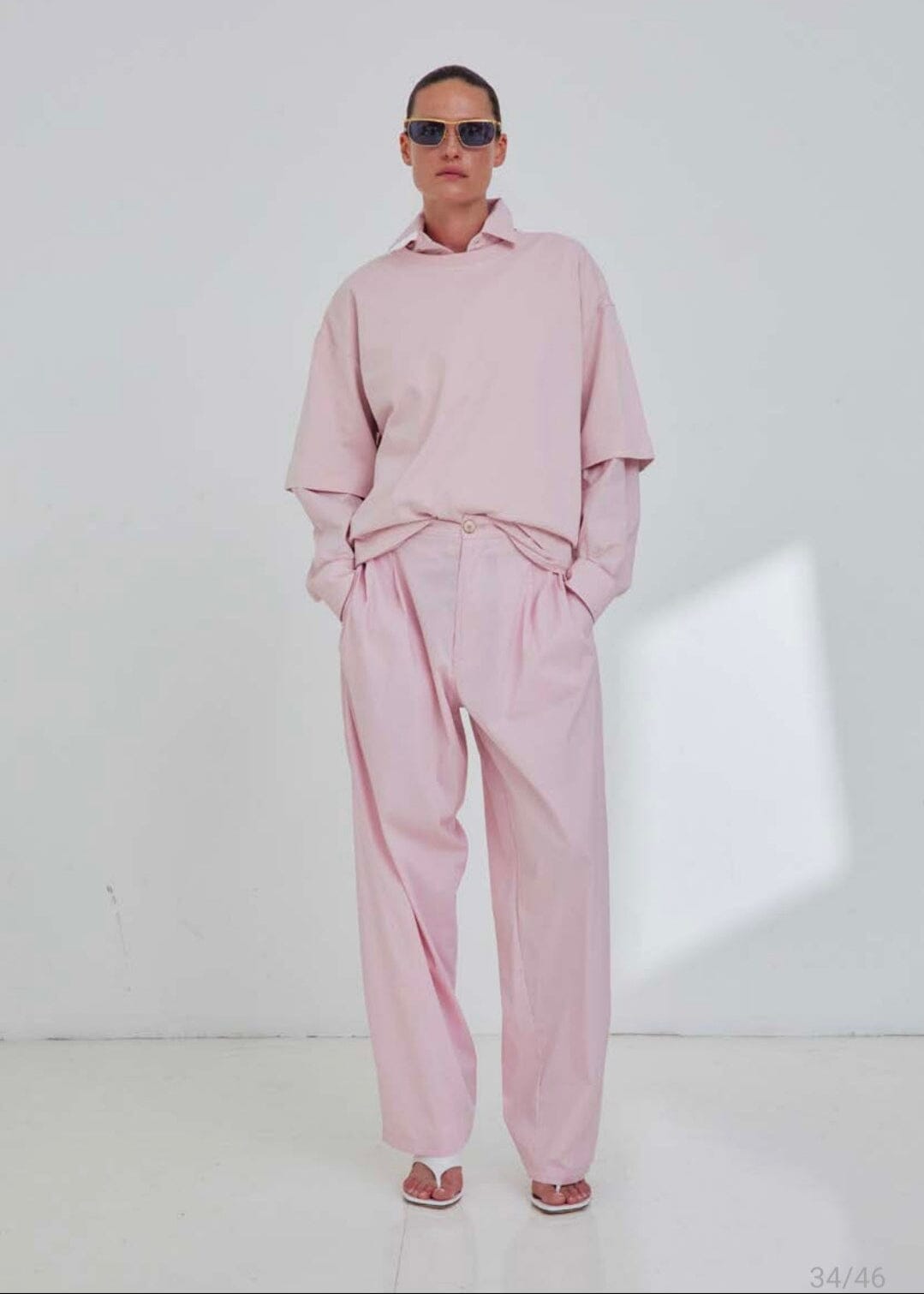 DARKPARK // Phebe Light Cotton Popeline Wide Leg Pants / Pink Womens Darkpark 