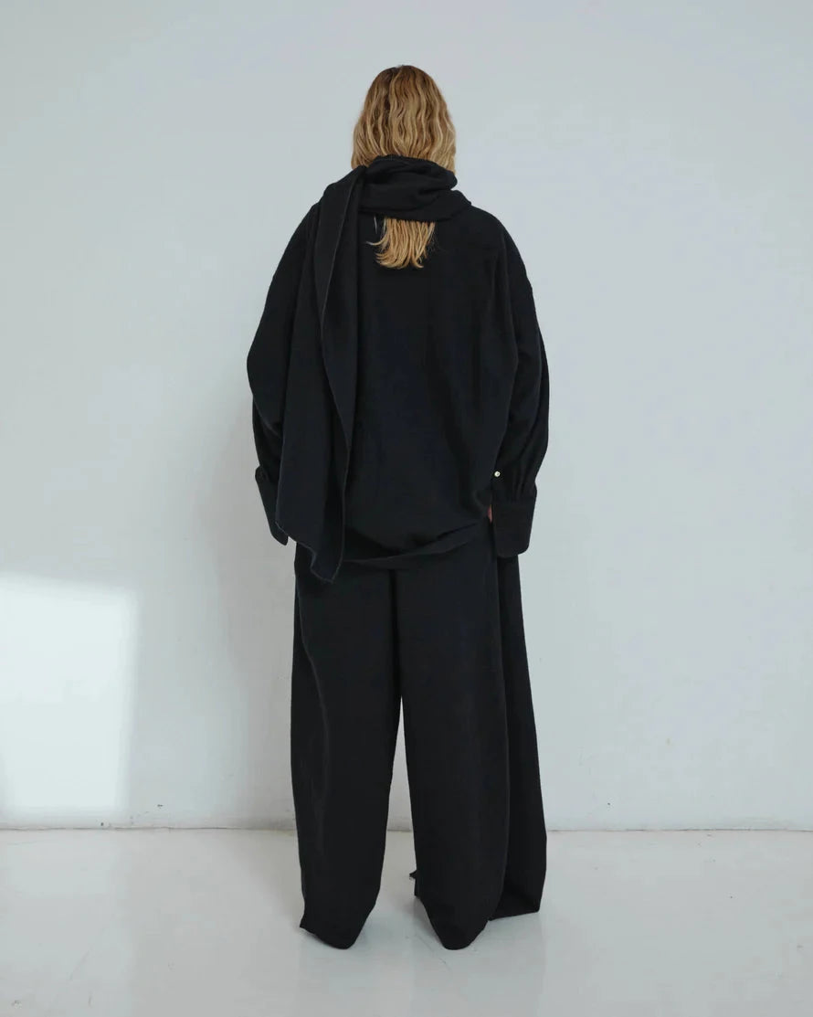 Darkpark // Phebe Wide Leg Japanese Wool Pants / Black Womens Darkpark 