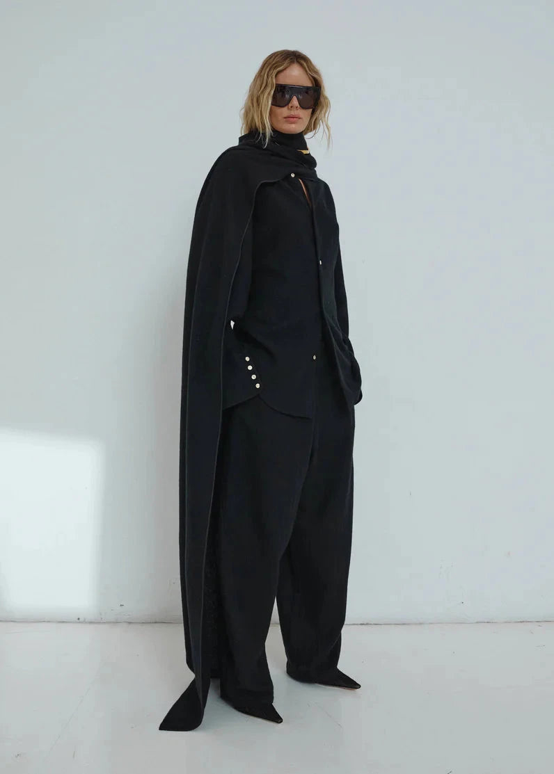 Darkpark // Phebe Wide Leg Japanese Wool Pants / Black Womens Darkpark 