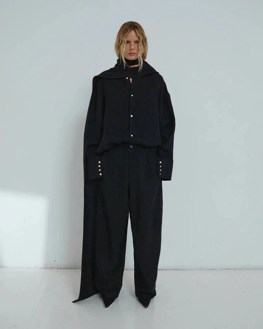 Darkpark // Phebe Wide Leg Japanese Wool Pants / Black Womens Darkpark 