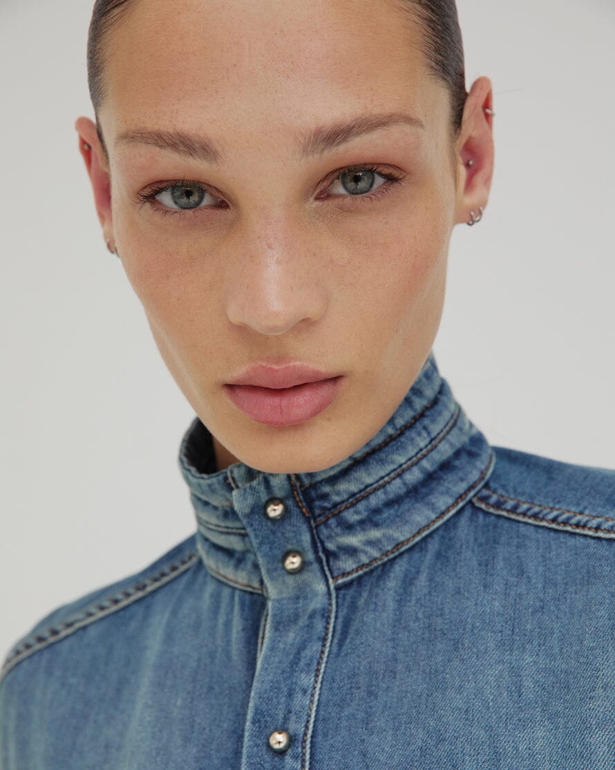 DARKPARK // Roberta Tencel Denim Collar Shirt / Slate Vintage Womens Darkpark 