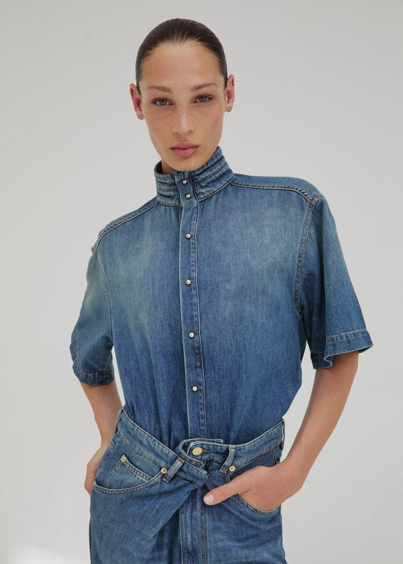 DARKPARK // Roberta Tencel Denim Collar Shirt / Slate Vintage Womens Darkpark 