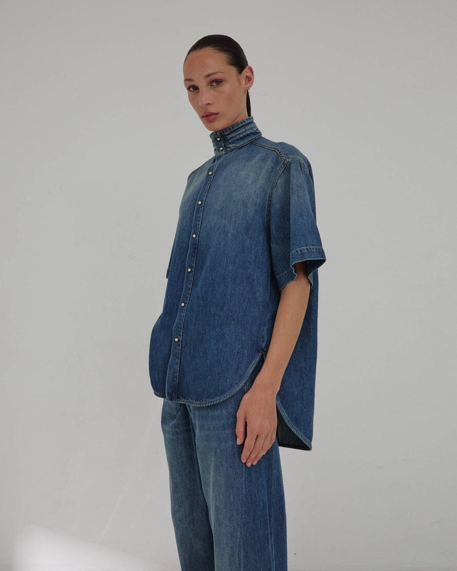 DARKPARK // Roberta Tencel Denim Collar Shirt / Slate Vintage Womens Darkpark 