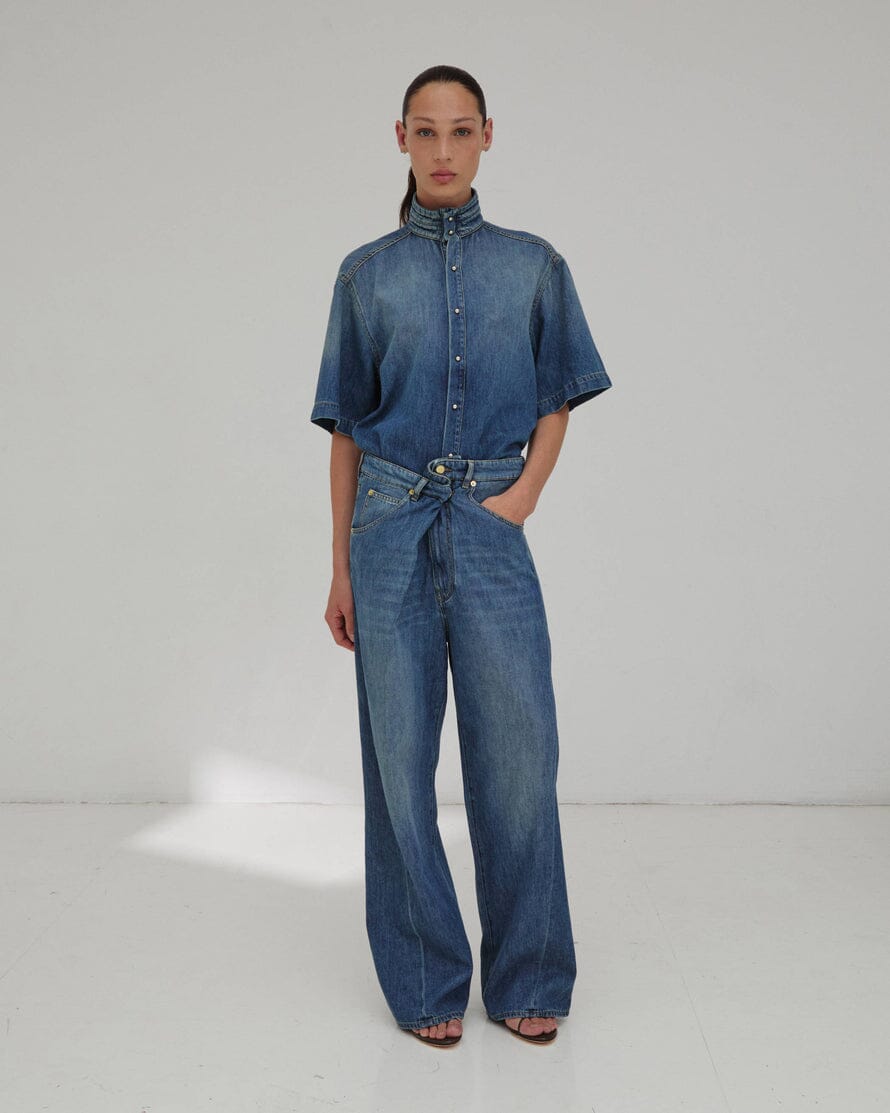 DARKPARK // Roberta Tencel Denim Collar Shirt / Slate Vintage Womens Darkpark 