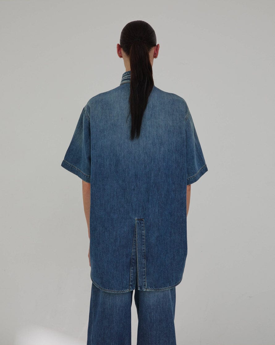 DARKPARK // Roberta Tencel Denim Collar Shirt / Slate Vintage Womens Darkpark 
