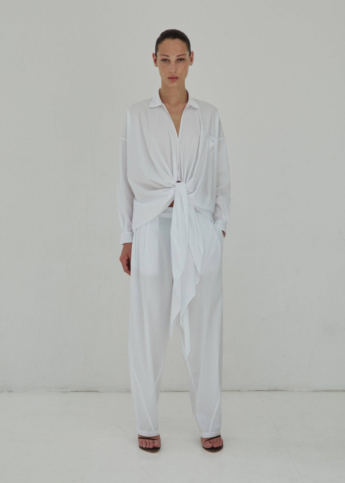 Darkpark // Romy Light Cotton Popeline Drape Shirt / White Womens Darkpark 