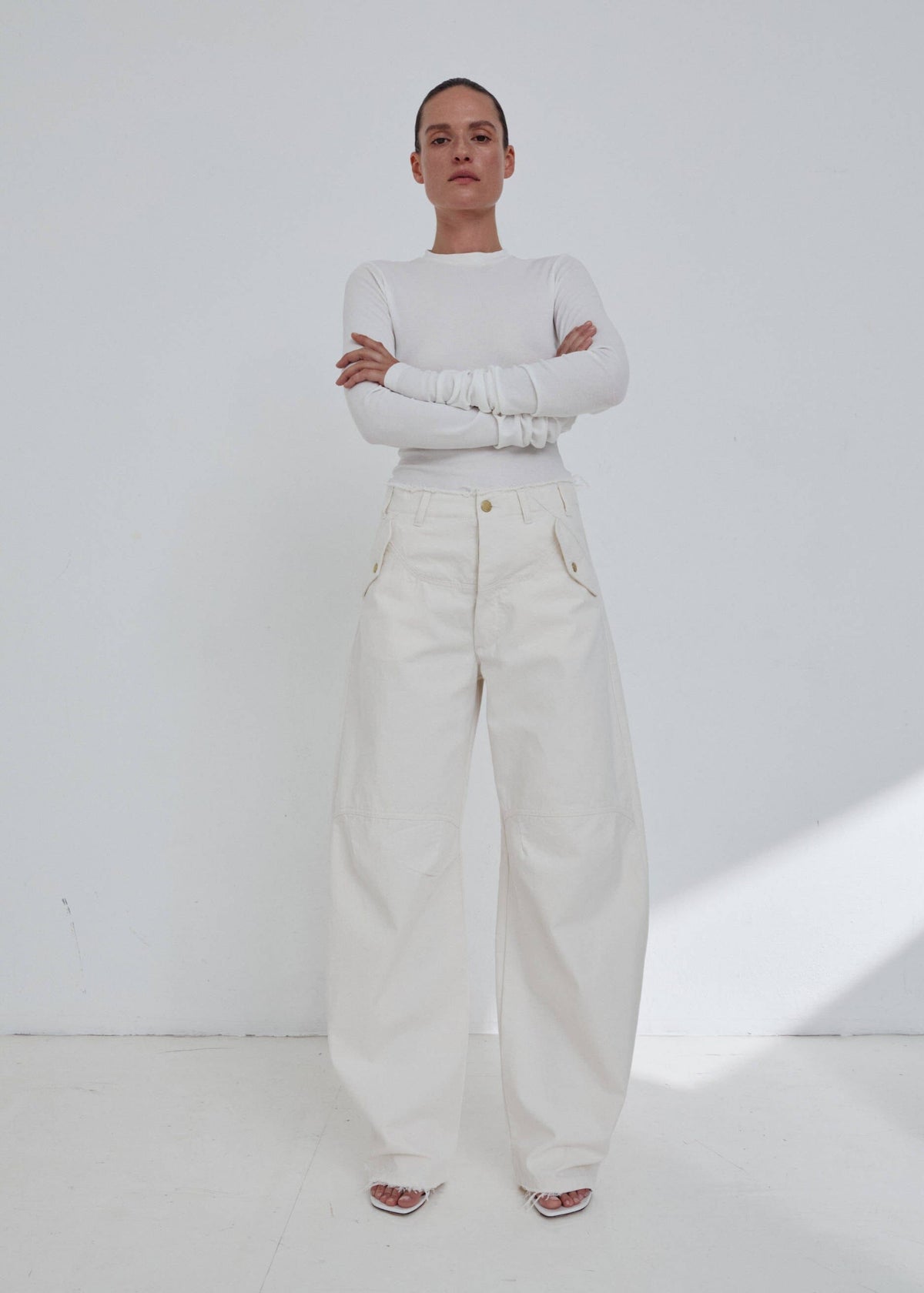 Darkpark // Rosalind Barrel Leg Pants / White Womens Darkpark 