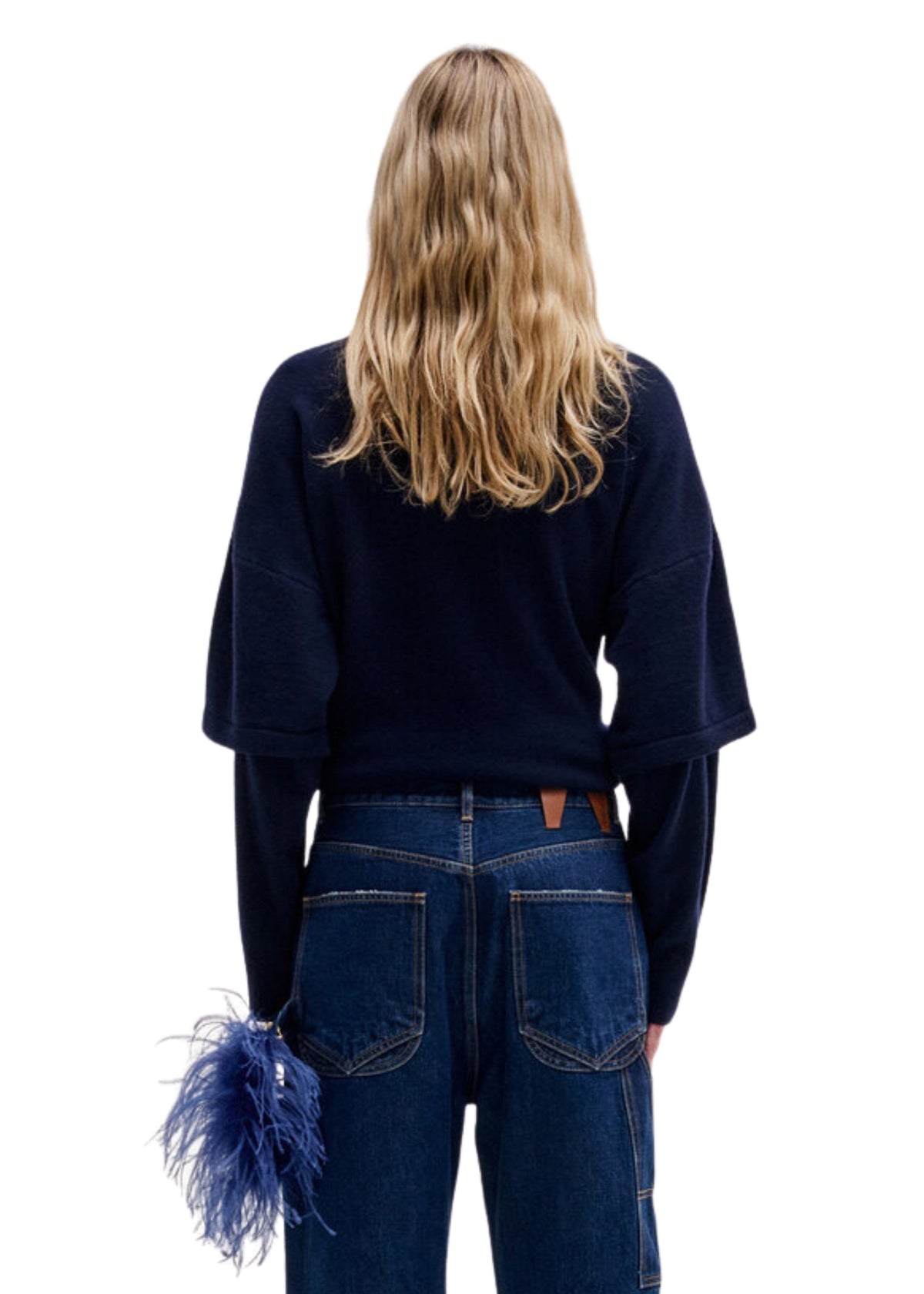Darkpark // Troy Cashmere Wool Knit Double Sleeve Tee / Blue Womens Darkpark 