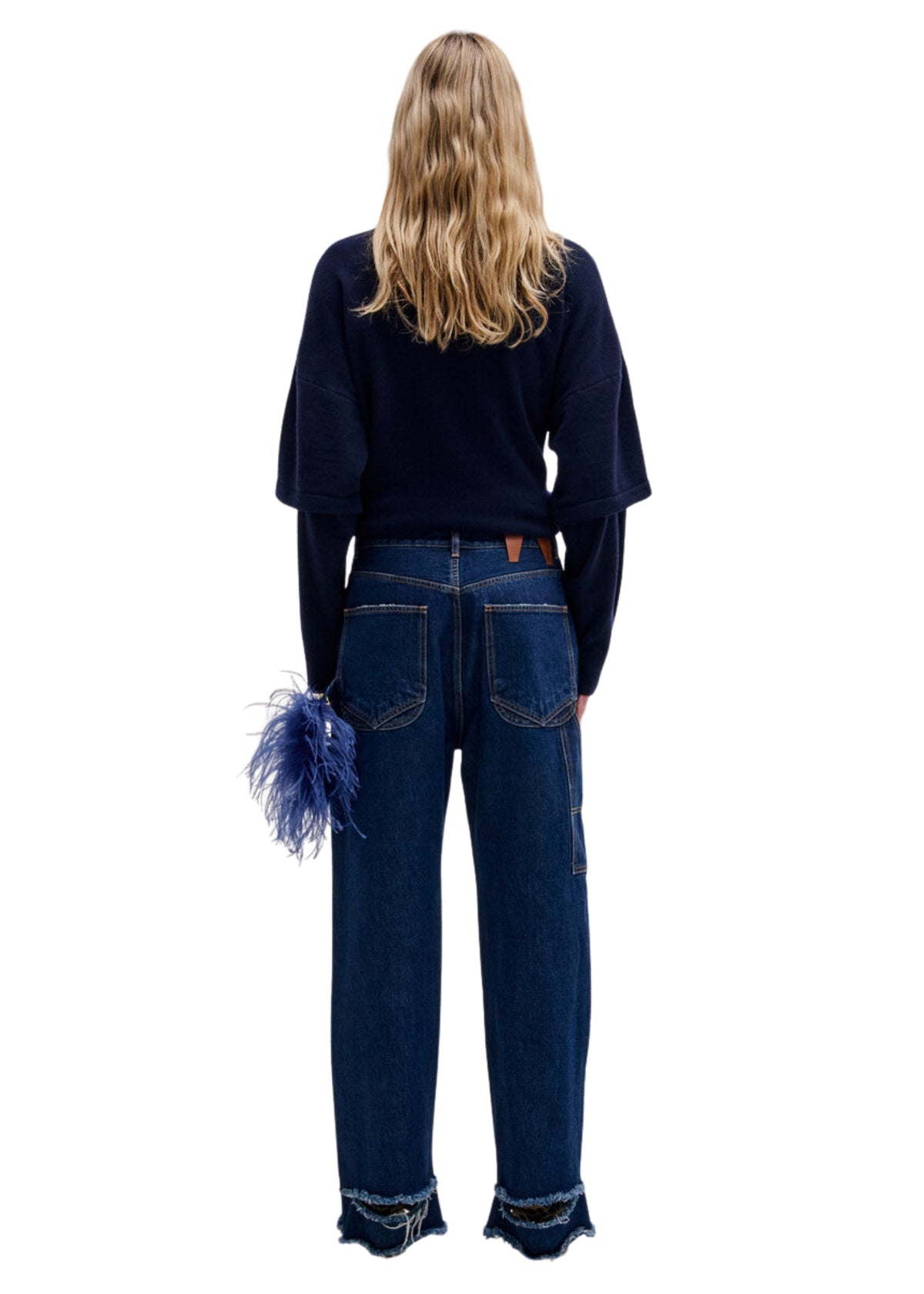Darkpark // Troy Cashmere Wool Knit Double Sleeve Tee / Blue Womens Darkpark 