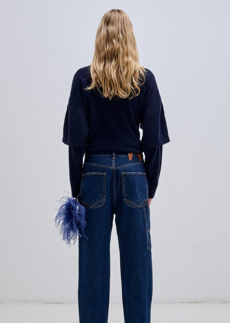 Darkpark // Troy Cashmere Wool Knit Double Sleeve Tee / Blue Womens Darkpark 
