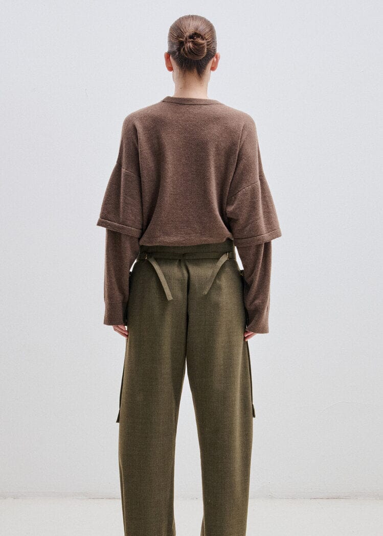 Darkpark // Troy Cashmere Wool Knit Double Sleeve Tee / Brown Womens Darkpark 