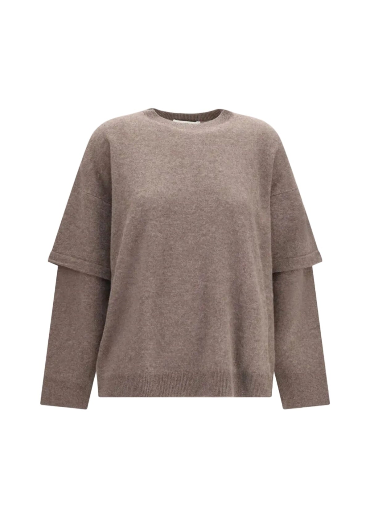 Darkpark // Troy Cashmere Wool Knit Double Sleeve Tee / Brown Womens Darkpark 
