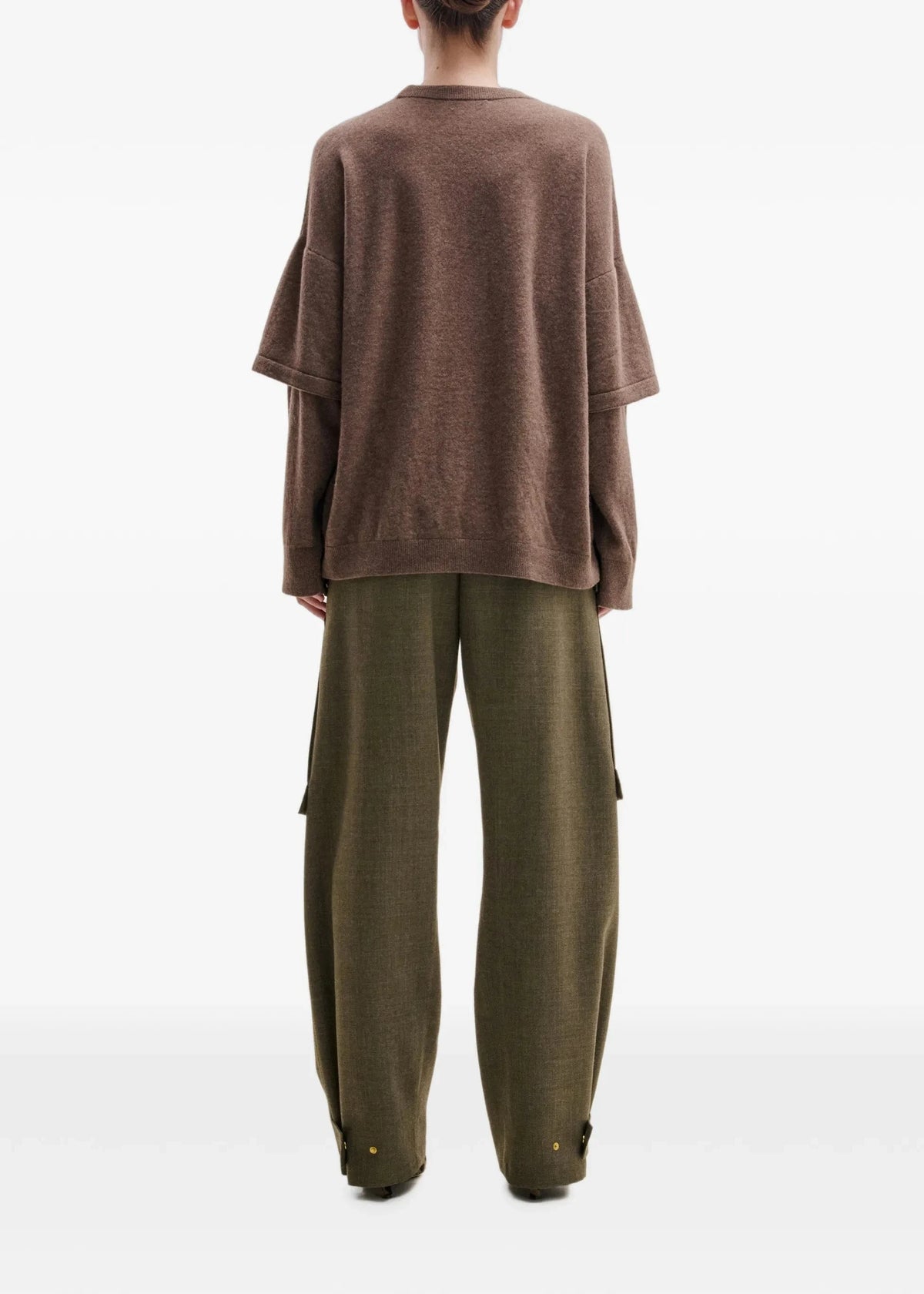 Darkpark // Troy Cashmere Wool Knit Double Sleeve Tee / Brown Womens Darkpark 
