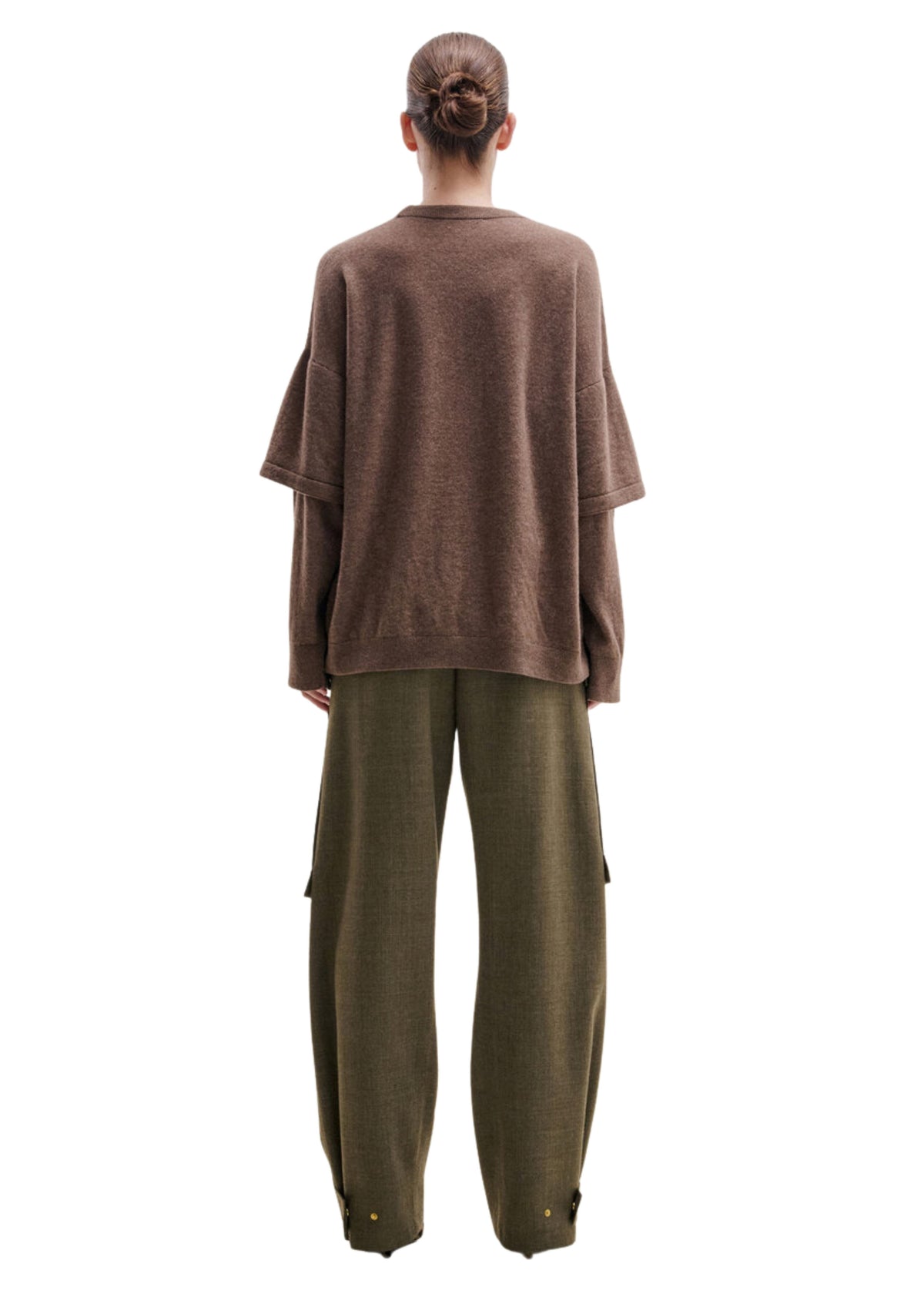 Darkpark // Troy Cashmere Wool Knit Double Sleeve Tee / Brown Womens Darkpark 