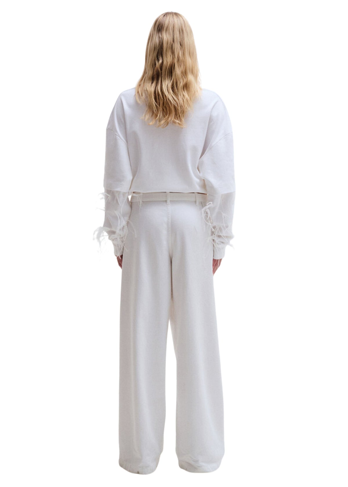 Darkpark // Troy Double Sleeve T-Shirt With Feathers / White Womens Darkpark 