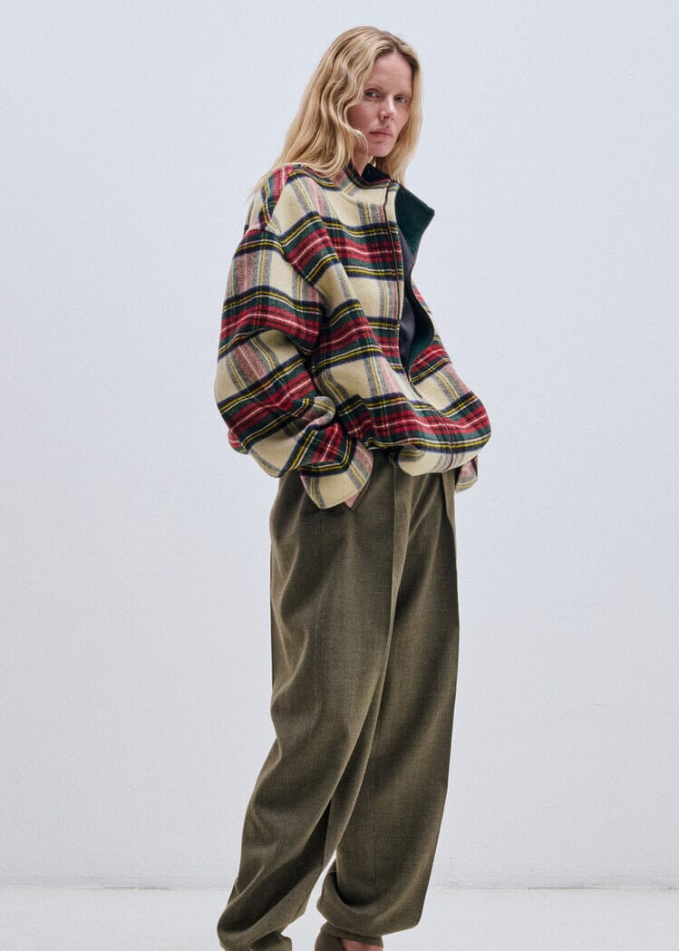 Darkpark // Wool Tartan Check Jacket / Green, Red & White Womens Darkpark 