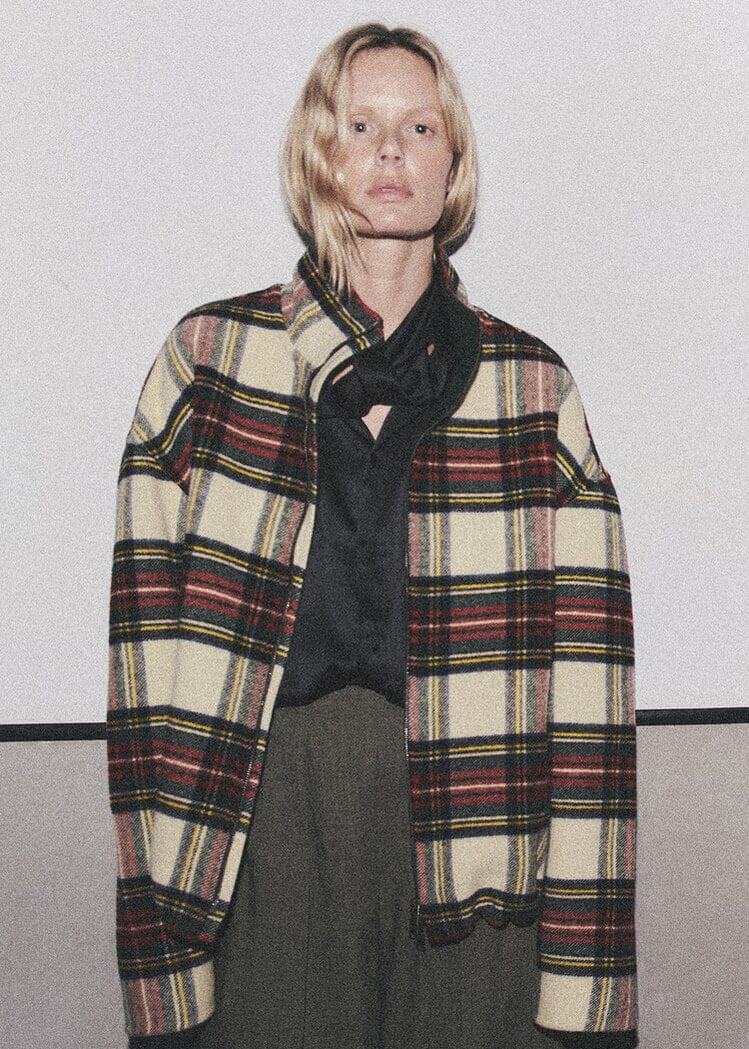 Darkpark // Wool Tartan Check Jacket / Green, Red & White Womens Darkpark 