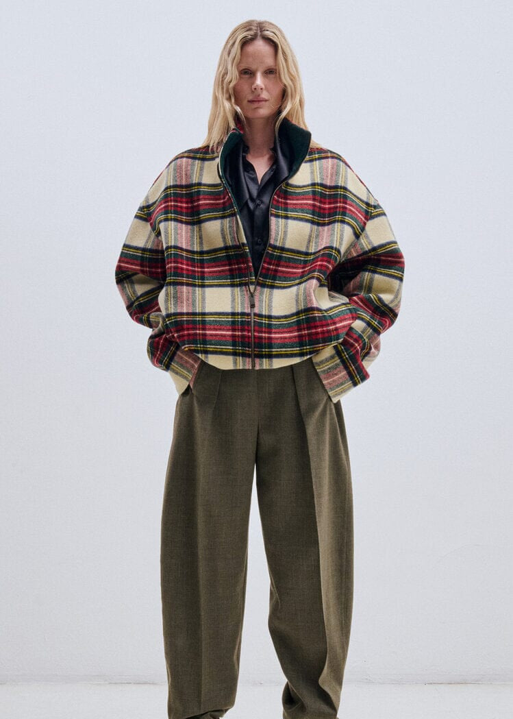 Darkpark // Wool Tartan Check Jacket / Green, Red & White Womens Darkpark 