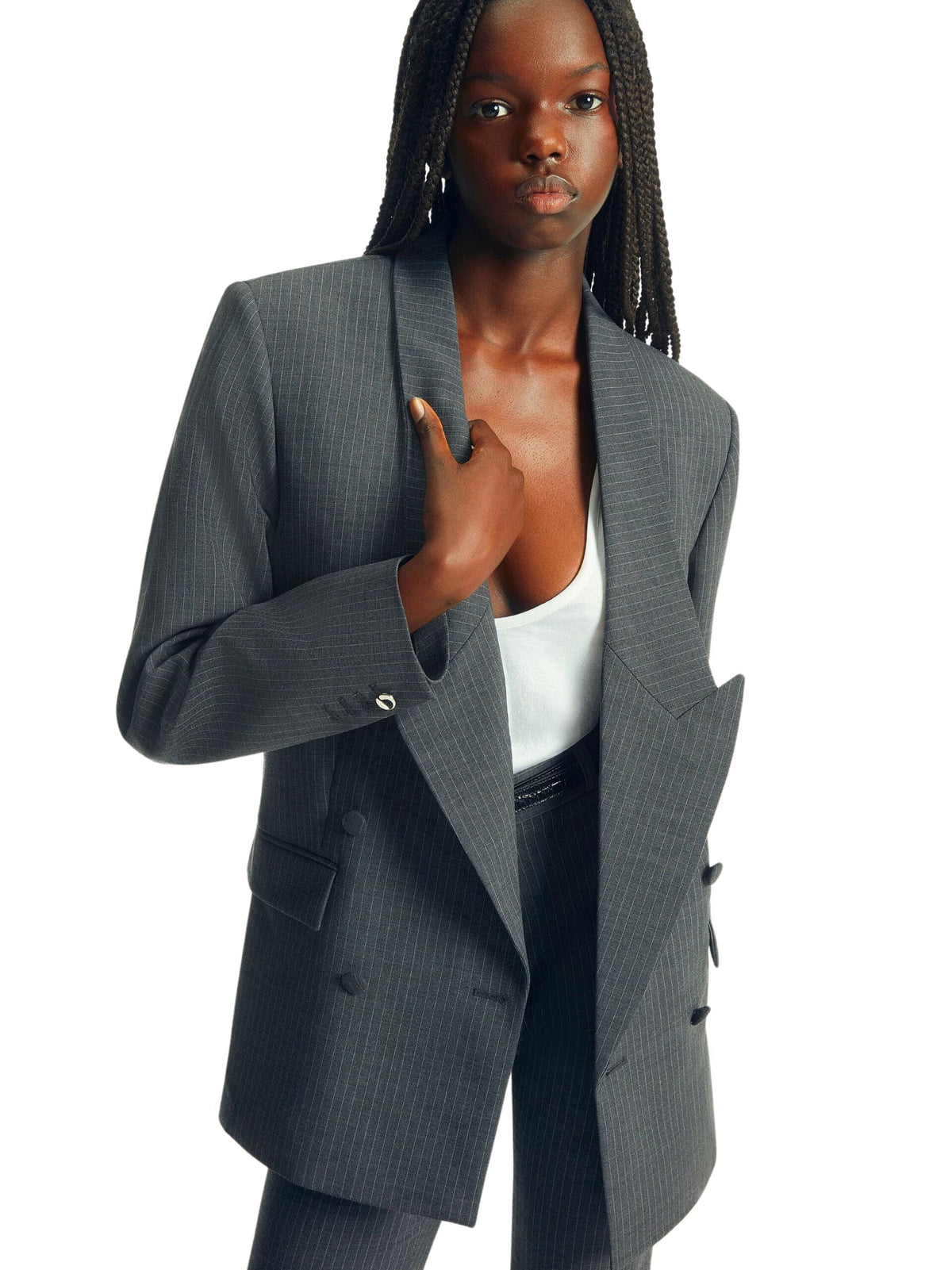 Double Breasted Tailored Jacket / Grey Womens Coperni 