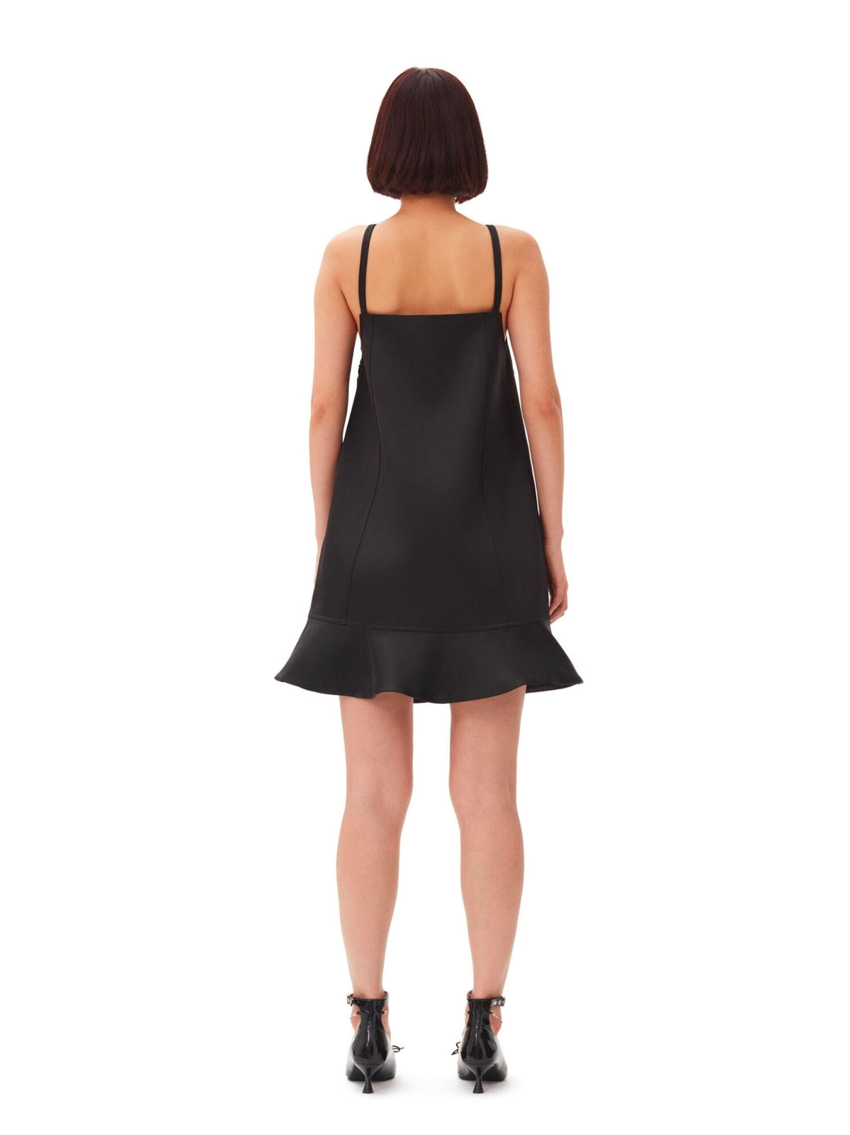 Duchesse Satin Mini Dress / Black Womens GANNI 