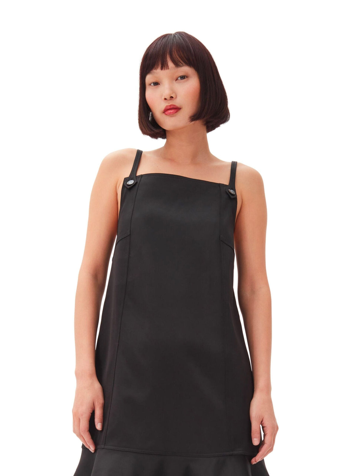 Duchesse Satin Mini Dress / Black Womens GANNI 