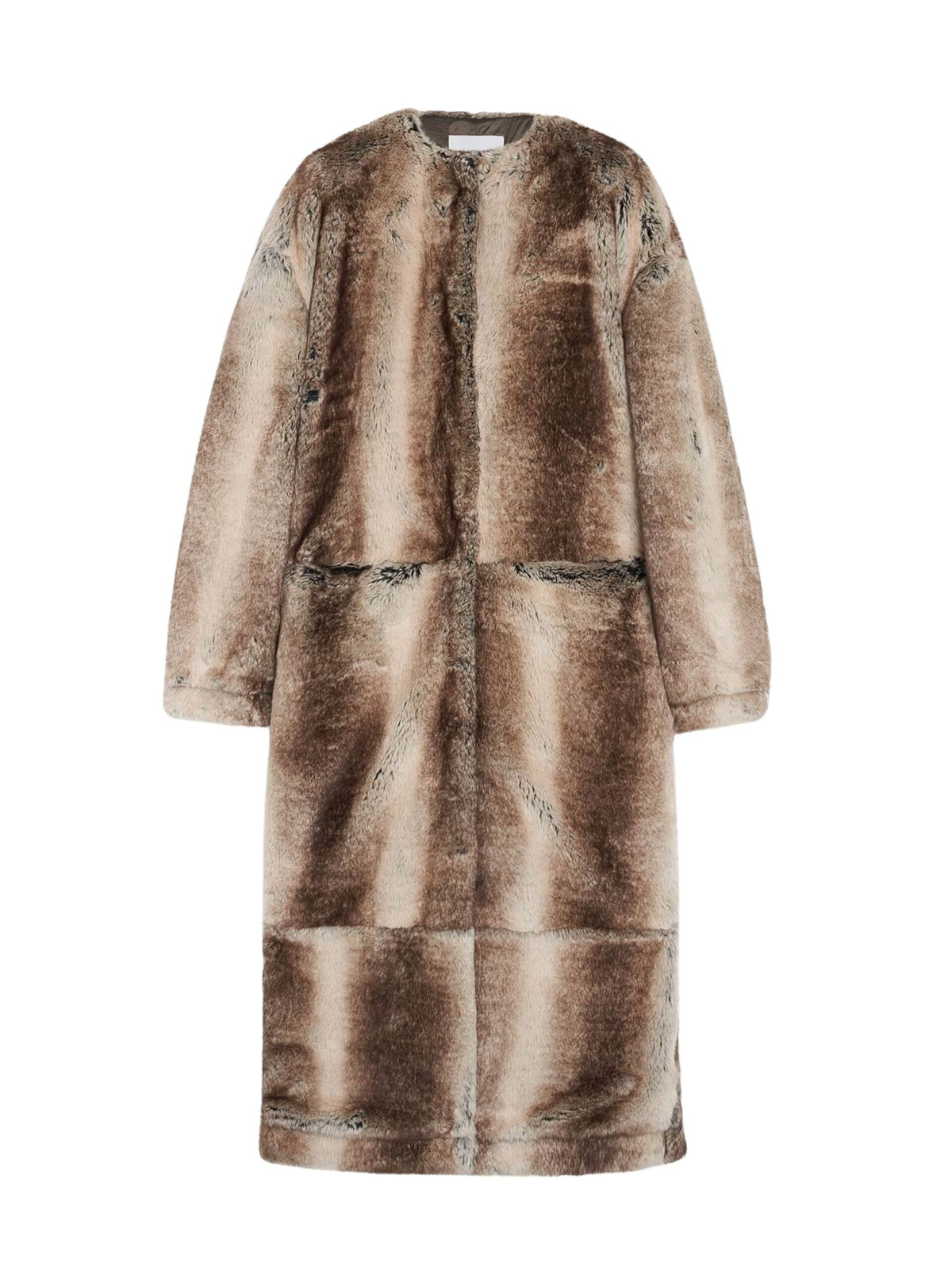 Eco Fur Long Coat / Black &amp; Grey Womens HALFBOY 