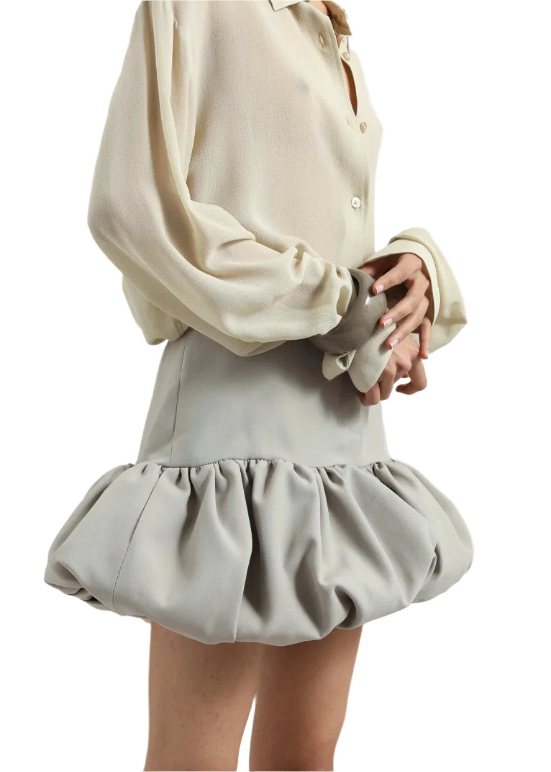 Gathered Hem Tailored Skirt / Beige Womens Coperni 