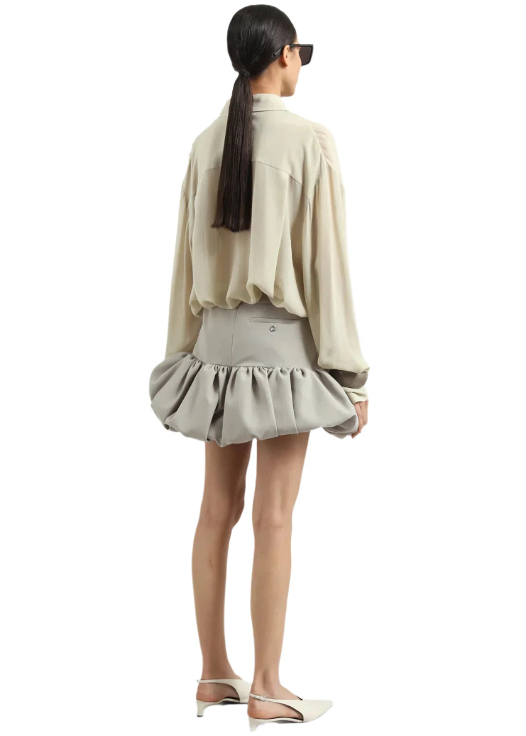 Gathered Hem Tailored Skirt / Beige Womens Coperni 