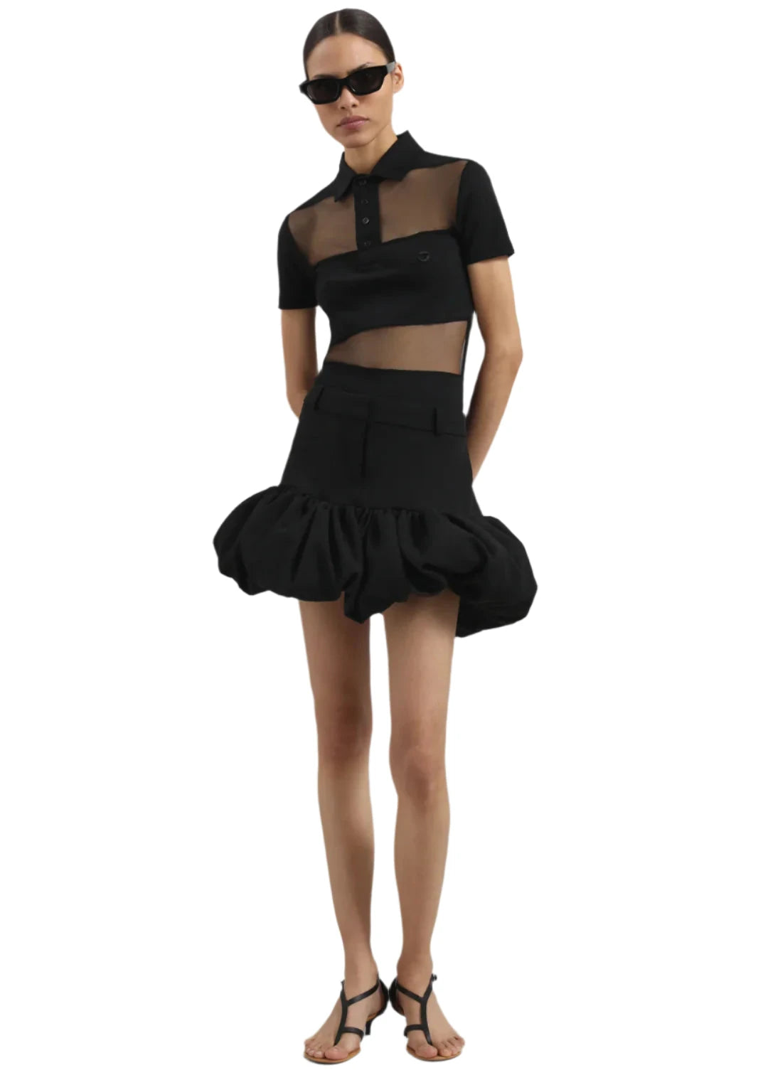 Gathered Hem Tailored Skirt / Black Womens Coperni 