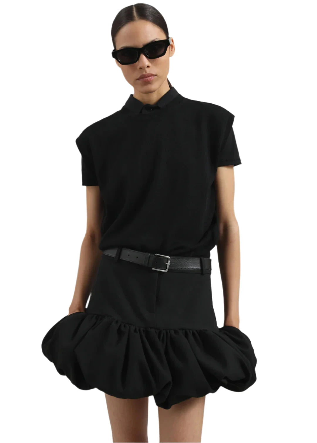Gathered Hem Tailored Skirt / Black Womens Coperni 