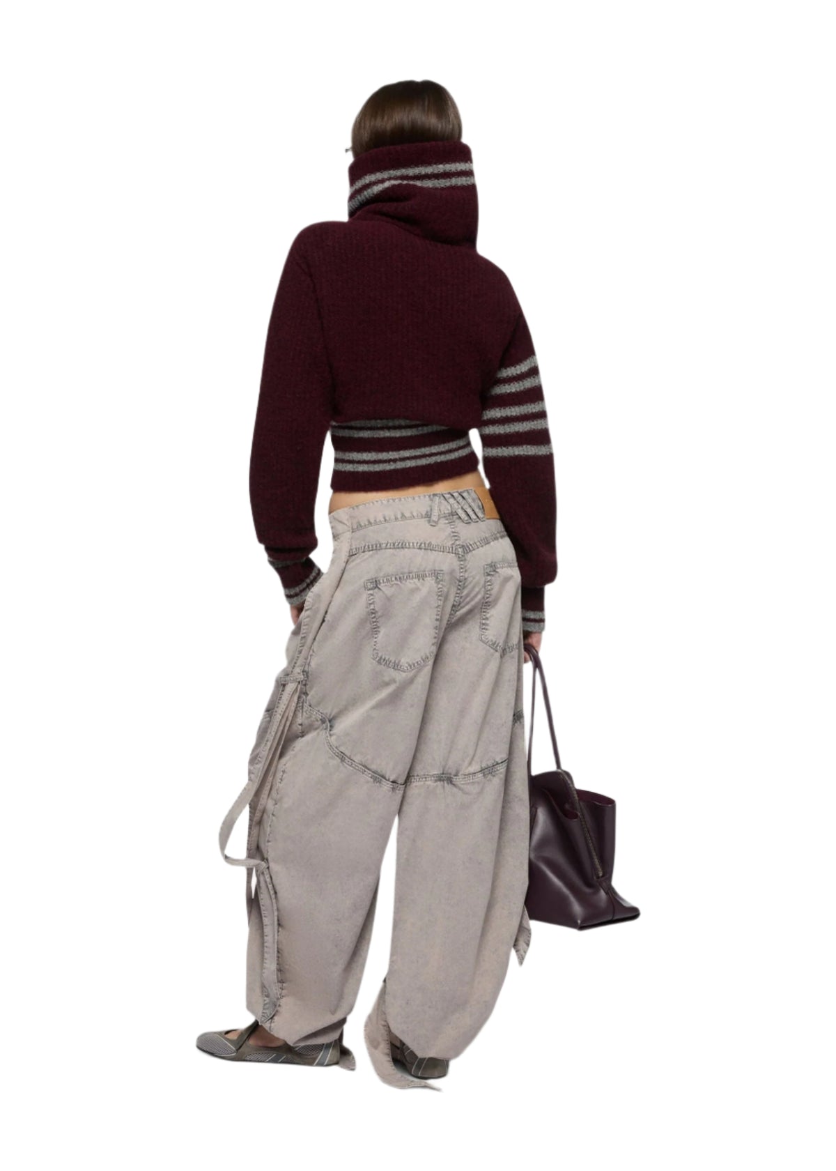 Geometric Jacquard Wool Mix Cardigan / Burgundy Womens The Attico 