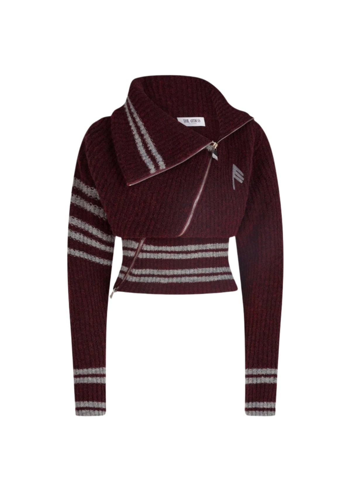 Geometric Jacquard Wool Mix Cardigan / Burgundy Womens The Attico 