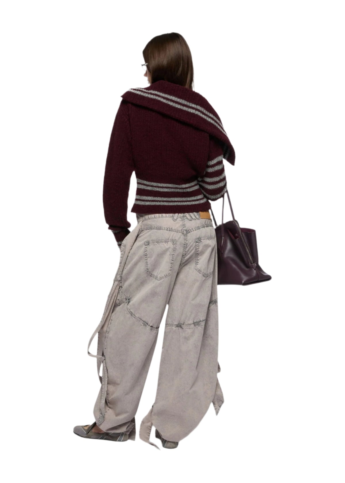 Geometric Jacquard Wool Mix Cardigan / Burgundy Womens The Attico 