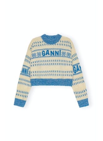 Graphic Lambswool Cropped O-neck / Strong Blue Womens GANNI 