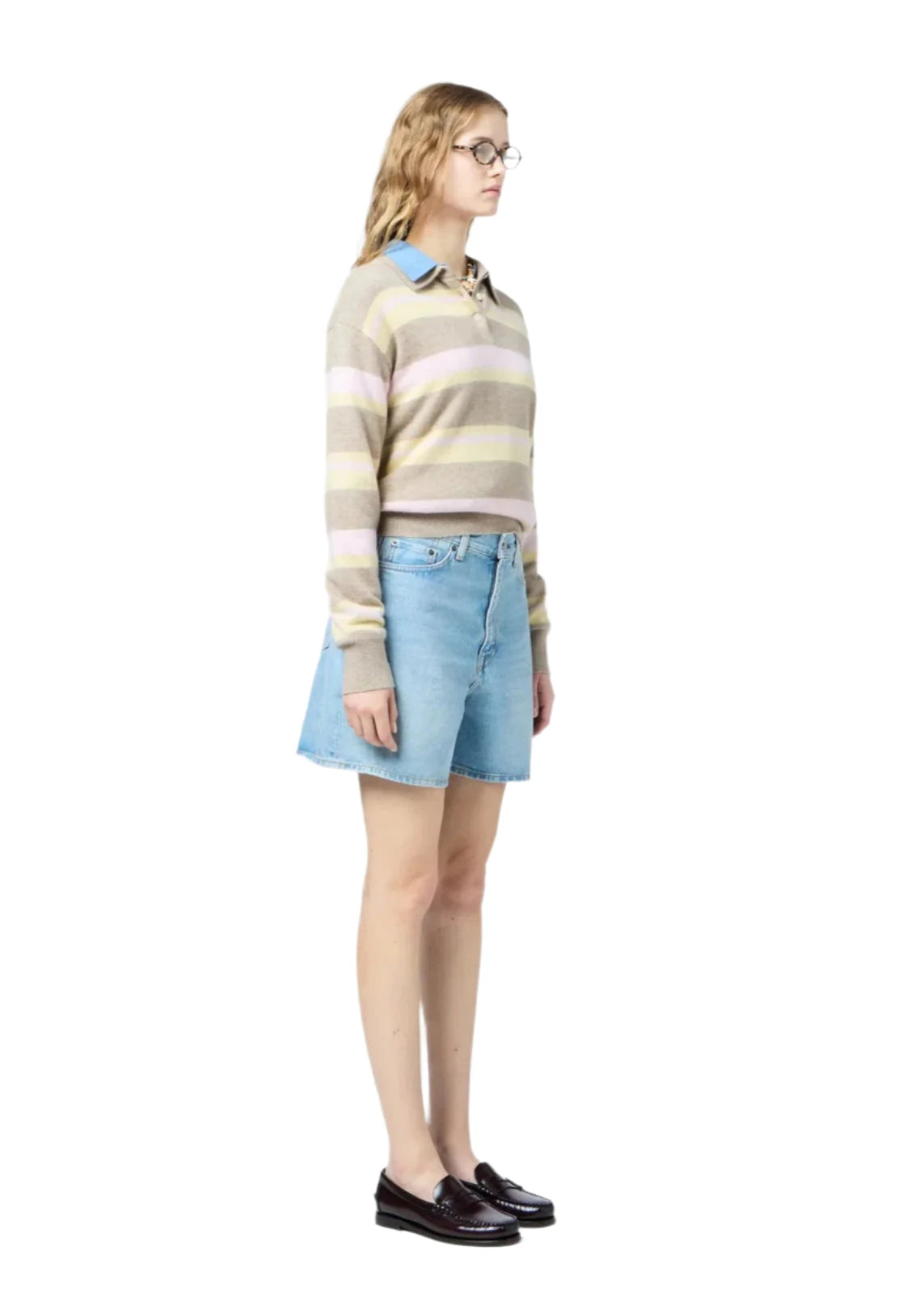 Guest In Residence // Collegiate Stripe Polo / Taupe Combo Womens Guest In Residence 