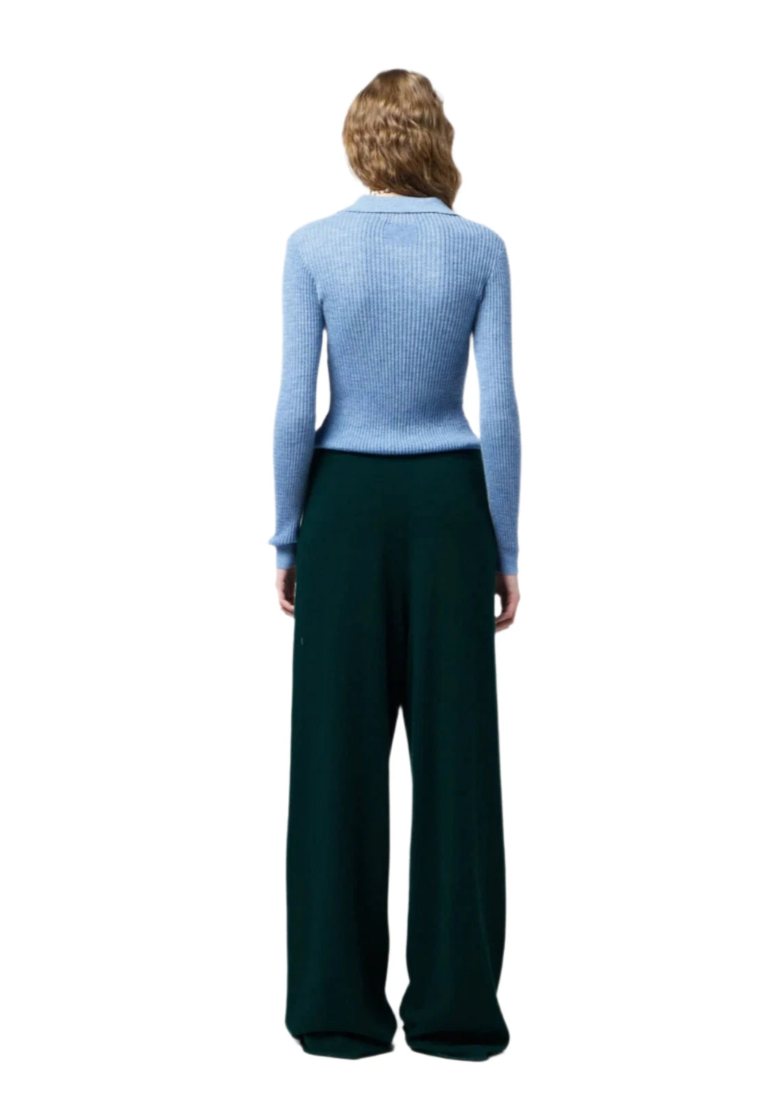 Guest In Residence // Long Sleeve Shrunken Polo / Heather Blue Womens Guest In Residence 