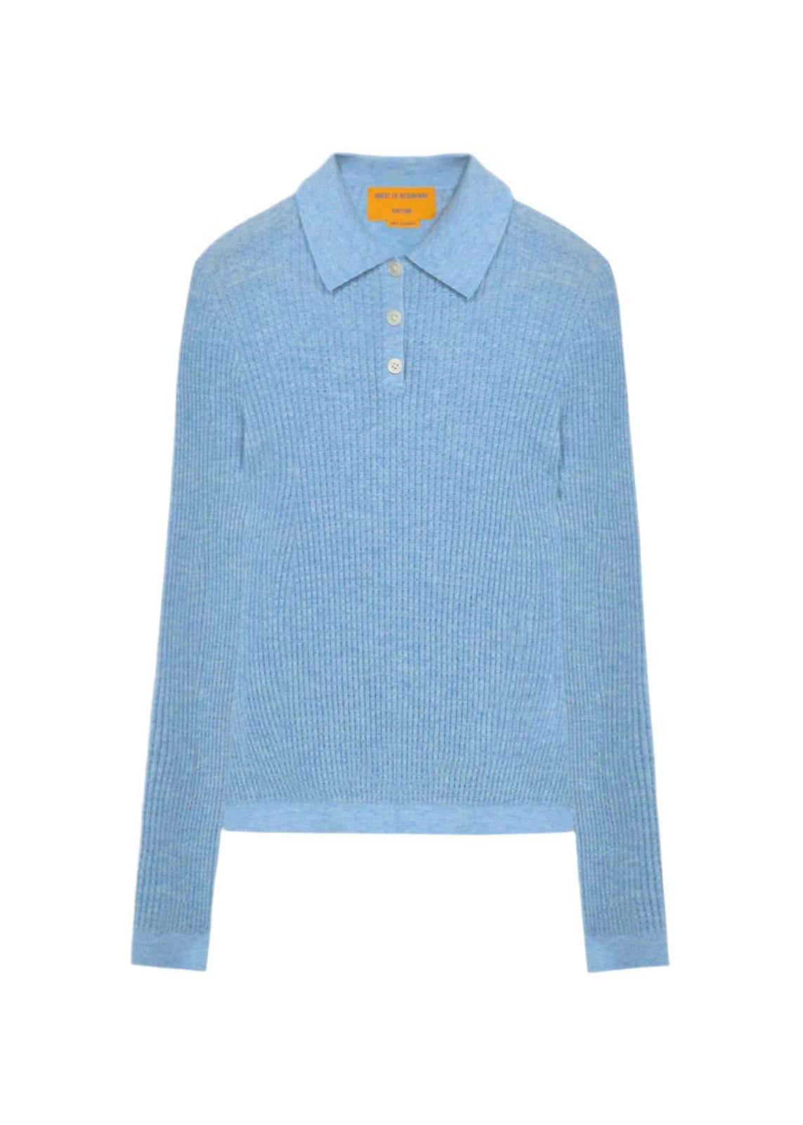 Guest In Residence // Long Sleeve Shrunken Polo / Heather Blue Womens Guest In Residence 