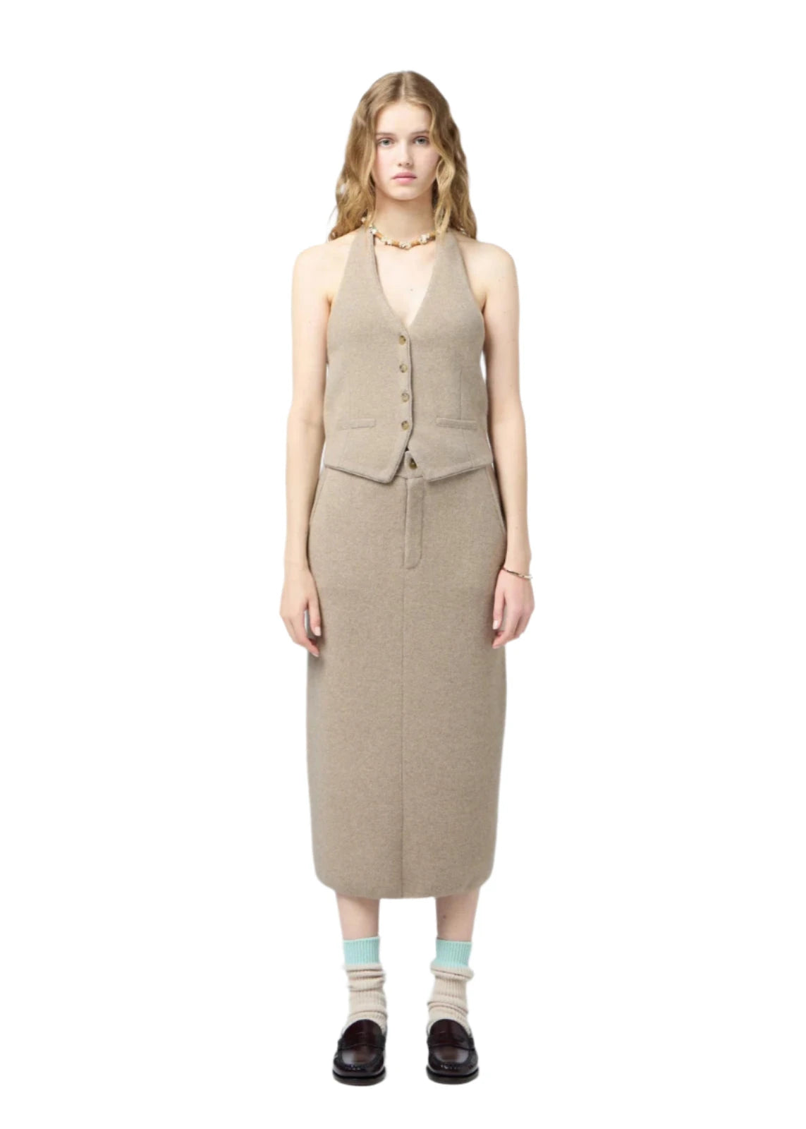 Guest In Residence // Tailored Halter Vest / Taupe Womens Guest In Residence 