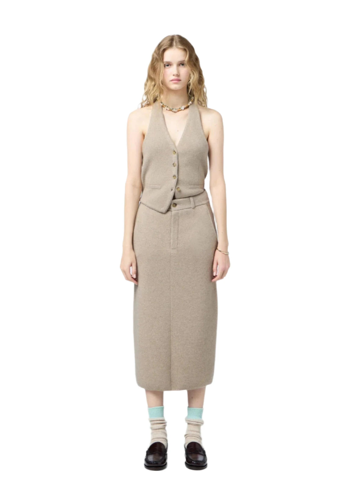 Guest In Residence // Tailored Skirt / Taupe Womens Guest In Residence 