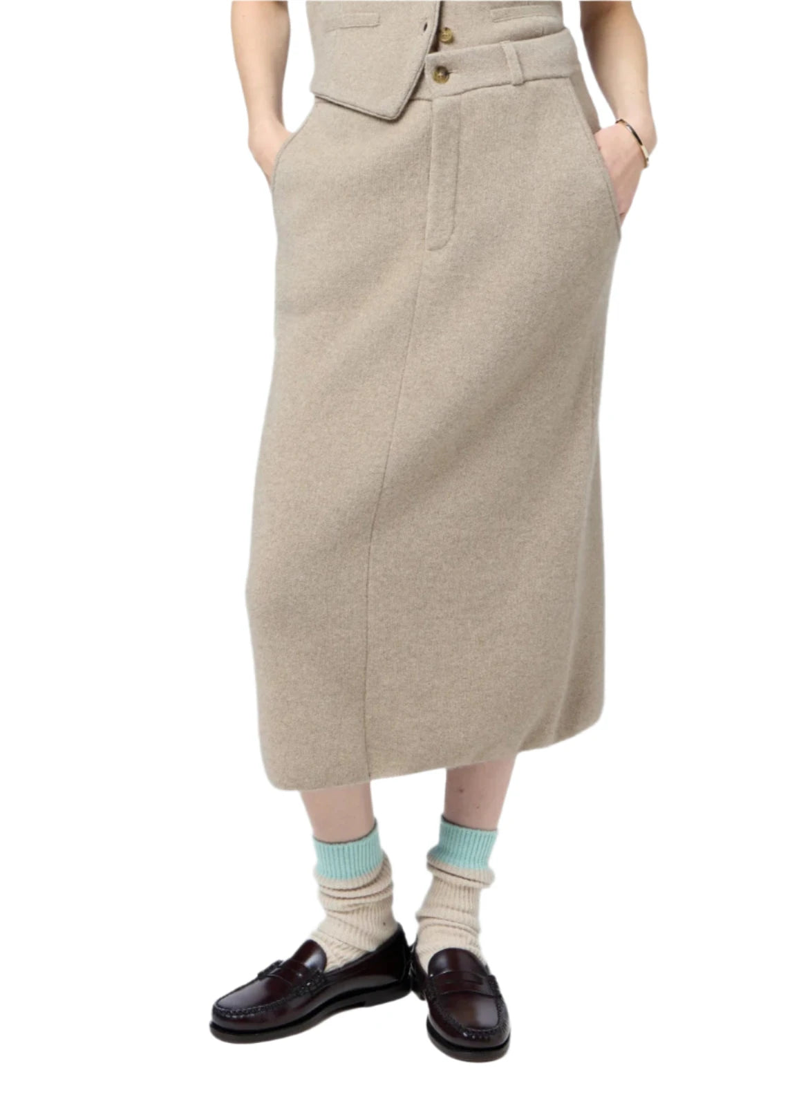 Guest In Residence // Tailored Skirt / Taupe Womens Guest In Residence 