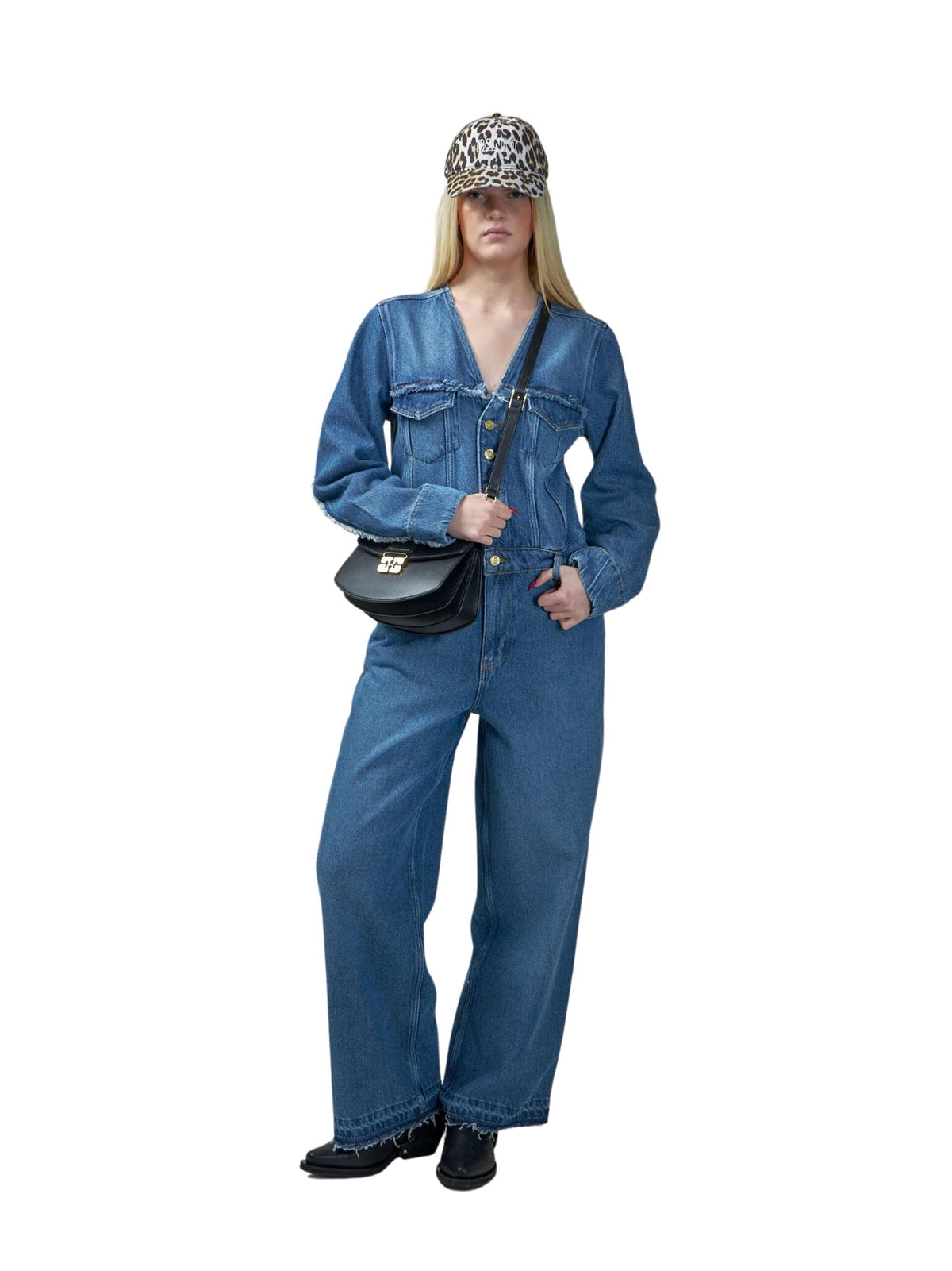 Heavy Denim Jumpsuit / Mid Blue Stone Womens GANNI 