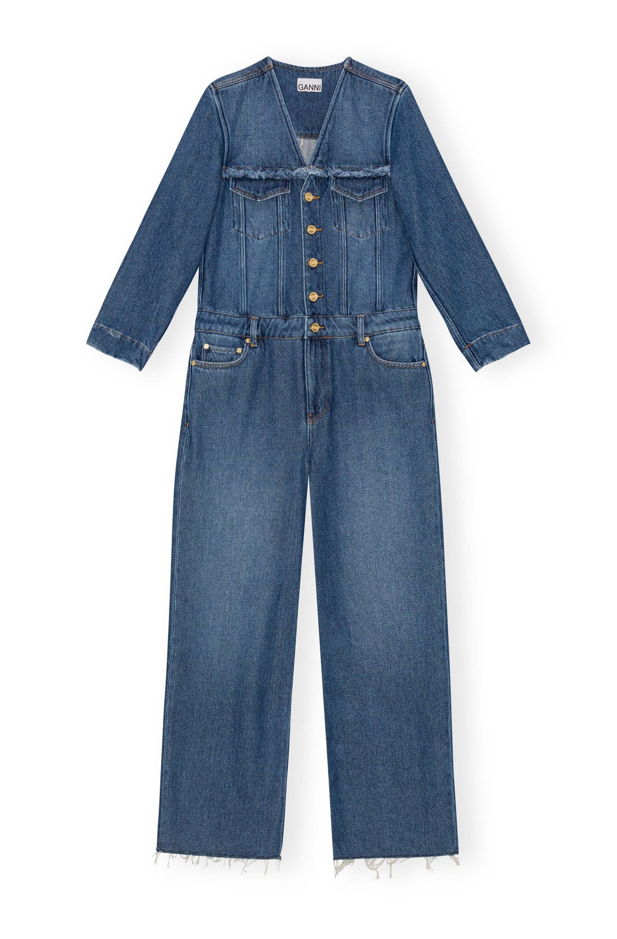 Heavy Denim Jumpsuit / Mid Blue Stone Womens GANNI 