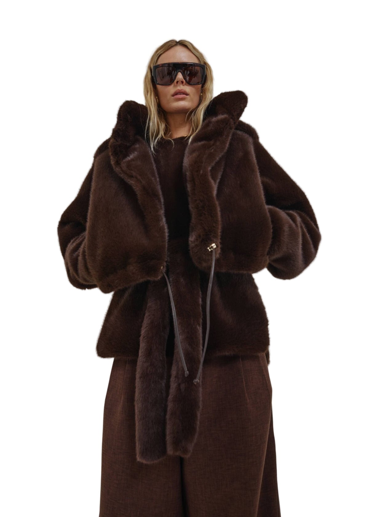 Hunter Faux Fur Jacket / Dark Brown Womens Darkpark 