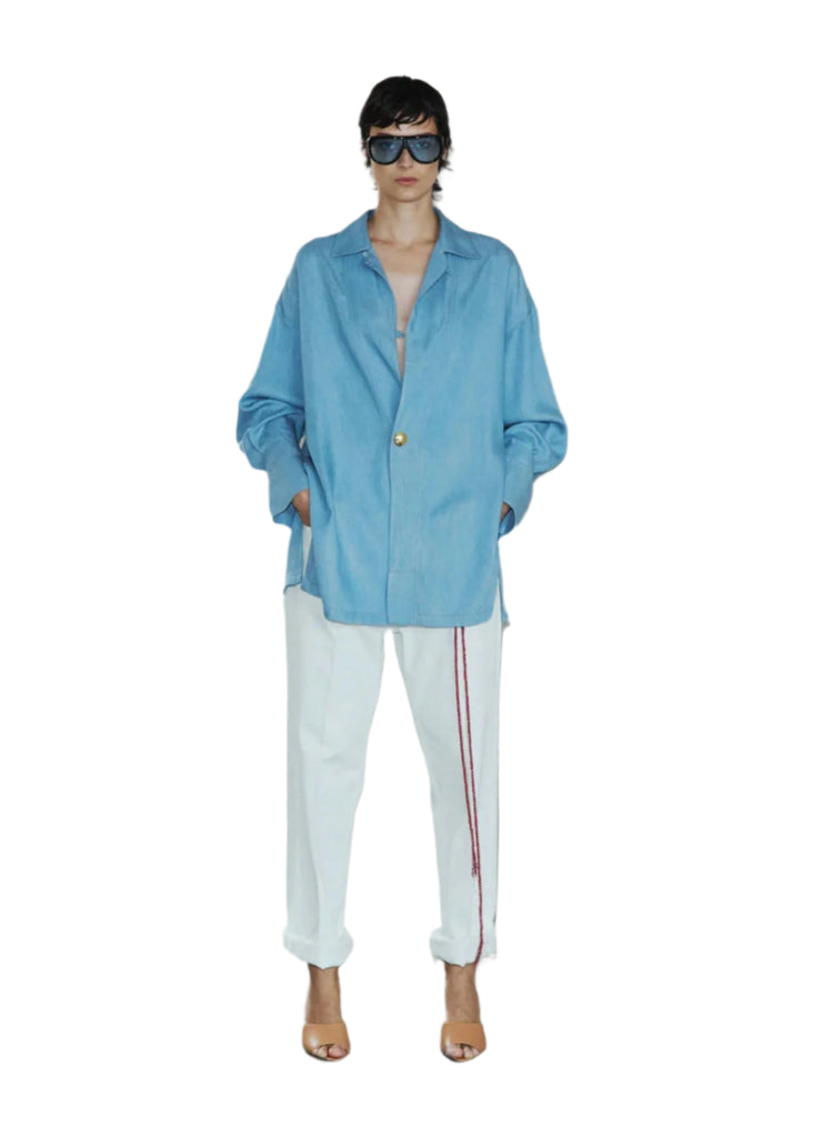 Darkpark // Jodie Tunic Style Tencel Shirt / Light Blue